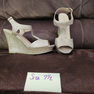 Sparkly Gold Wedge Sandals